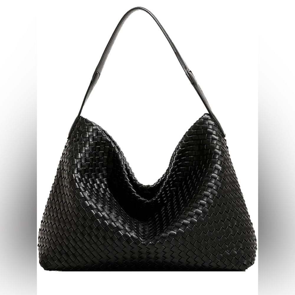 Women Boston Bag Woven Tote Vegan Leather Handbags Female Satchel Messenger